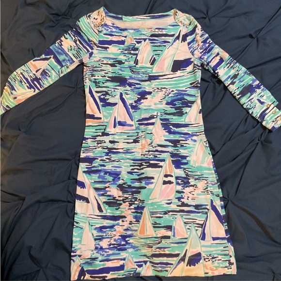Lilly Pulitzer Sophie Dress Pier Pressure Sailboats UPF 50+ XXS - Picture 6 of 7